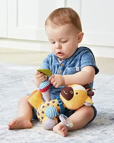 Skip Hop Bandana Buddies Baby Activity and Teething Toy with Multi-Sensory Rattle and Textures, Giraffe - 3