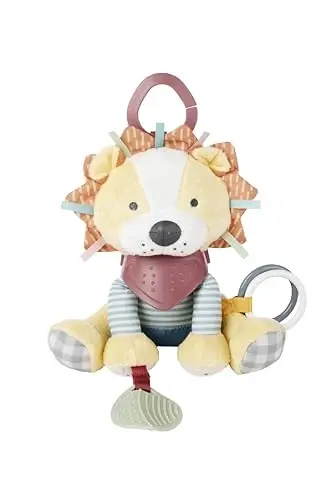 Skip Hop Bandana Buddies Soft Textured Baby Activity and Teething Toy for Multi-Sensory Play with Rattles, Crinkle Sounds, Squeaker and Mirror, Attaches to Stroller and Car Seat, Lion, Age 0+ - 1