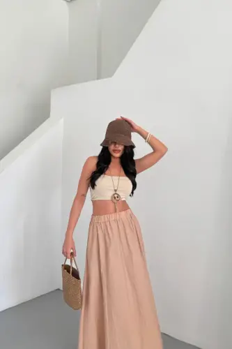 SKIRT CHANEL BOY SOFT FABRIC - Beige - 4