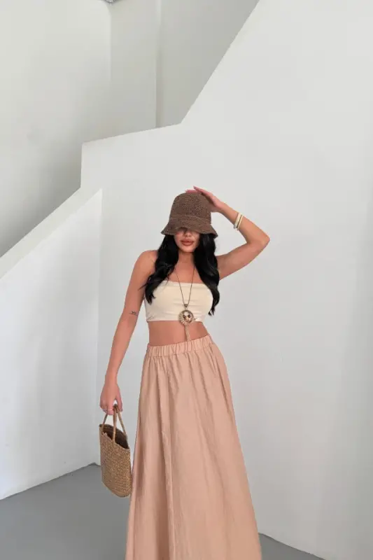 SKIRT CHANEL BOY SOFT FABRIC - Beige - 4