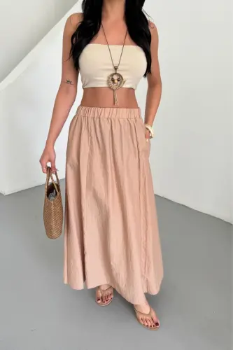 SKIRT CHANEL BOY SOFT FABRIC - Beige - BÜYÜKBEDENIZ (1)