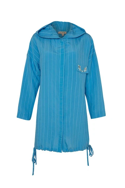 Skirt Hem Lace-Up Detail Tunic-Blue - AKER