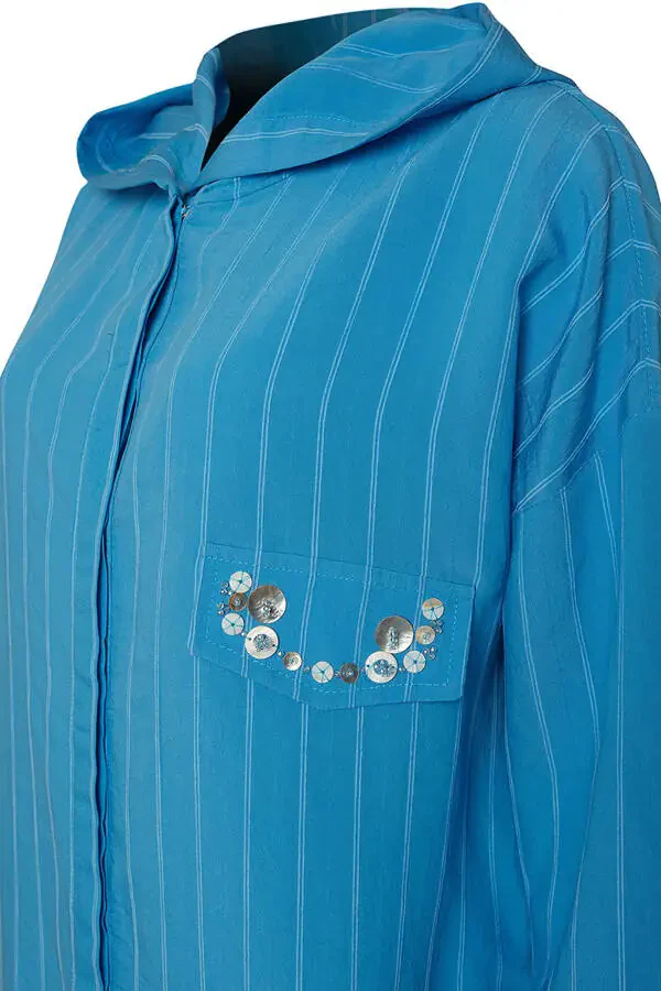 Skirt Hem Lace-Up Detail Tunic-Blue - 2