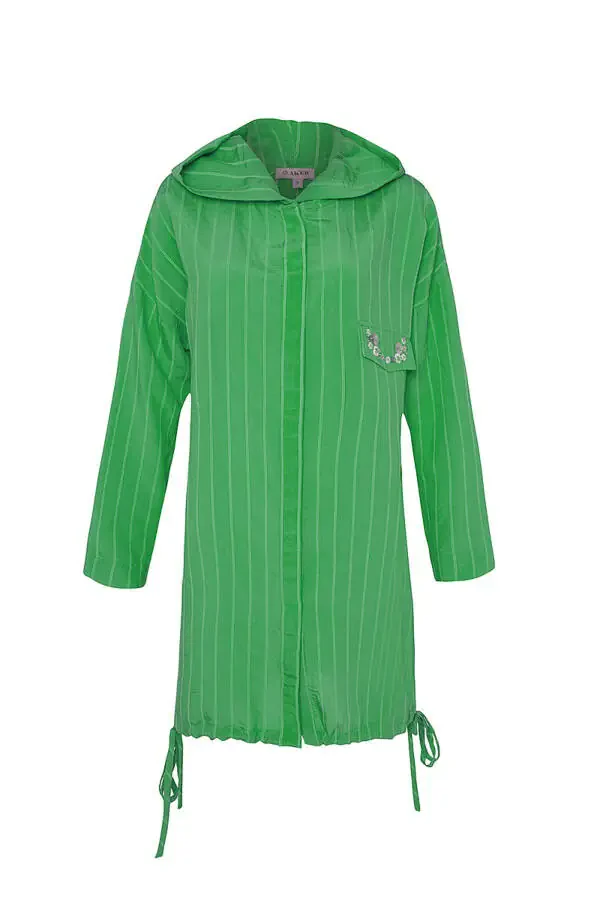 Skirt Hem Lace-Up Detail Tunic-Green - 1