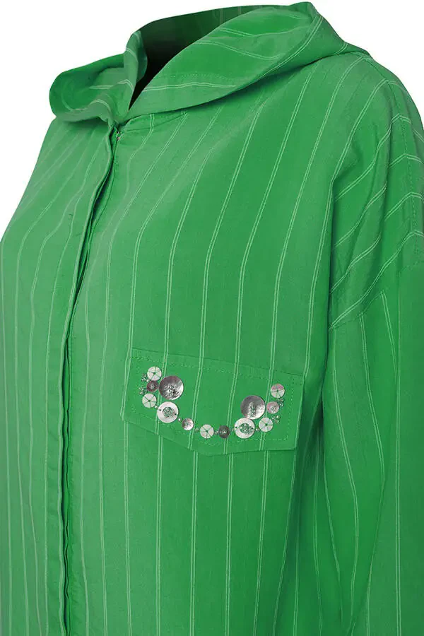 Skirt Hem Lace-Up Detail Tunic-Green - 2