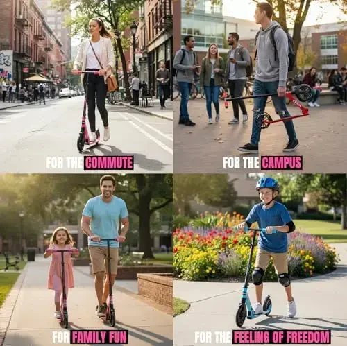 Складной кик-скутер с подвеской для взрослых и подростков – Регулируемый руль – Большие колеса 200 мм – Легкая рама – Грузоподъемность 250 фунтов – Madd Gear Metro Cruise 250 - 7