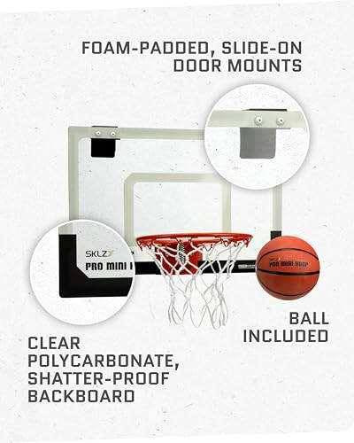 SKLZ Pro Mini Indoor Basketball Hoop - Over The Door – Portable - Great For Home, Dorms, Offices, and Gifts - 4