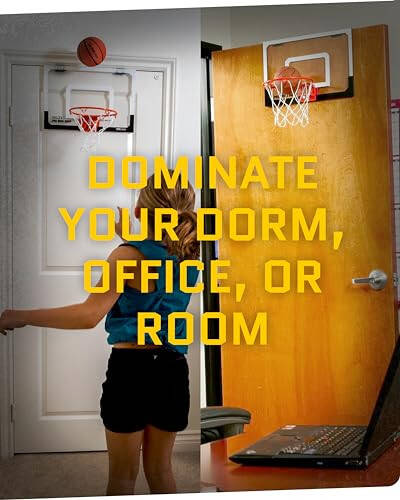 SKLZ Pro Mini Indoor Basketball Hoop - Over The Door – Portable - Great For Home, Dorms, Offices, and Gifts - 7