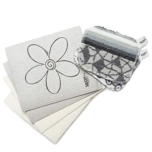 Skoy Bundle, 2-Pack Skoy Scrub, and 4-Pack Skoy Swedish Dishcloth, Reusable Cleaning Products for Kitchen and Household, Planet-Friendly, Dishwasher Safe Soft Scrub, Monochromatic Colors - 1