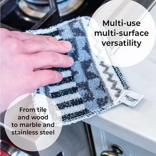 Skoy Scrub, 4-Pack Reusable, Non-Scratching Dish Scrubber for Kitchen and Household Cleaning, Planet-Friendly, Dishwasher Safe Soft Scrub, Assorted Colors and Designs - 3