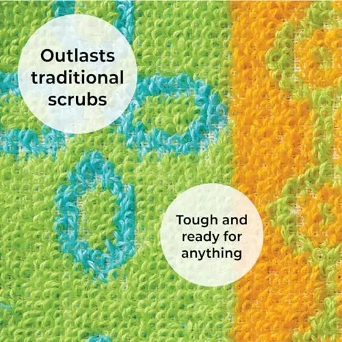 Skoy Scrub, 8-Pack Reusable, Non-Scratching Dish Scrubber for Kitchen and Household Cleaning, Planet-Friendly, Dishwasher Safe Soft Scrub, Assorted Colors and Designs - 5