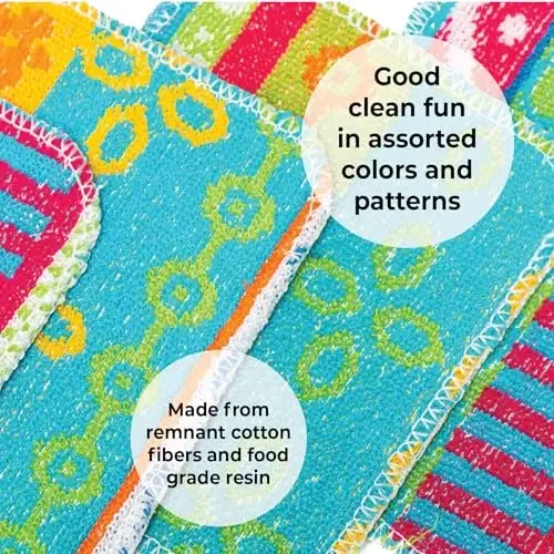 Skoy Scrub, 8-Pack Reusable, Non-Scratching Dish Scrubber for Kitchen and Household Cleaning, Planet-Friendly, Dishwasher Safe Soft Scrub, Assorted Colors and Designs - 6