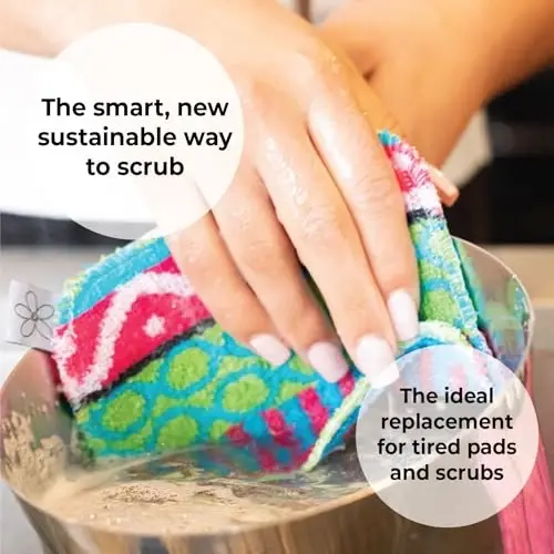 Skoy Scrub, 1-Piece Reusable, Non-Scratching Dish Scrubber for Kitchen and Household Cleaning, Planet-Friendly, Dishwasher Safe Soft Scrub, Monochromatic Colors - 7