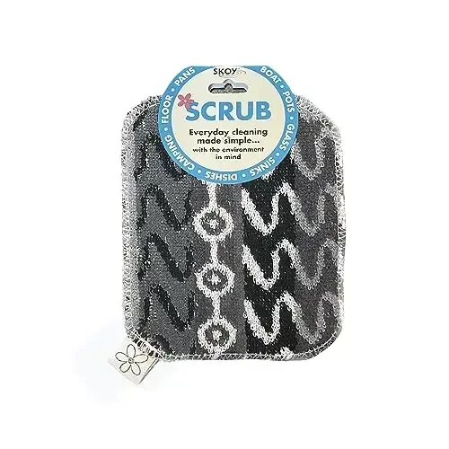 Skoy Scrub, 1-Piece Reusable, Non-Scratching Dish Scrubber for Kitchen and Household Cleaning, Planet-Friendly, Dishwasher Safe Soft Scrub, Monochromatic Colors 