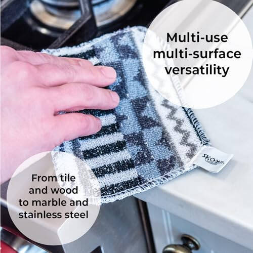 Skoy Scrub, 4-Pack Reusable, Non-Scratching Dish Scrubber for Kitchen and Household Cleaning, Planet-Friendly, Dishwasher Safe Soft Scrub, Assorted Colors and Designs - 3