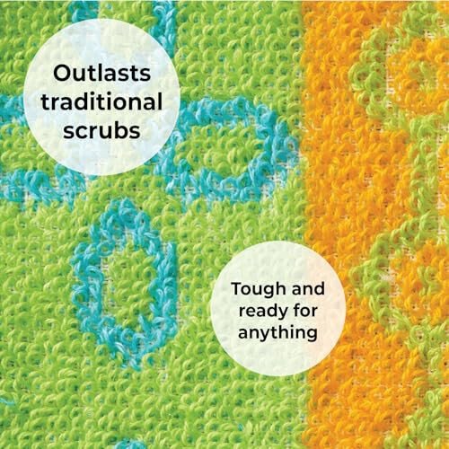 Skoy Scrub, 4 шт. Многоразовые, нецарапающие губки для мытья посуды для кухни и дома, экологически чистые, можно мыть в посудомоечной машине, мягкие, разные цвета и дизайн - 5