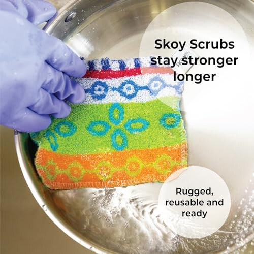 Skoy Scrub, 4 talik qayta ishlatiladigan, tirnalmaydigan idish yuvish vositasi oshxona va uy tozalash uchun, Yerga zararsiz, idish yuvish mashinasida yuvilishi mumkin, turli xil rang va dizaynlar. - Skoy (1)