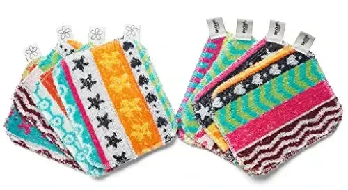 Skoy Scrub, 8-Pack Reusable, Non-Scratching Dish Scrubber for Kitchen and Household Cleaning, Planet-Friendly, Dishwasher Safe Soft Scrub, Assorted Colors and Designs - 1