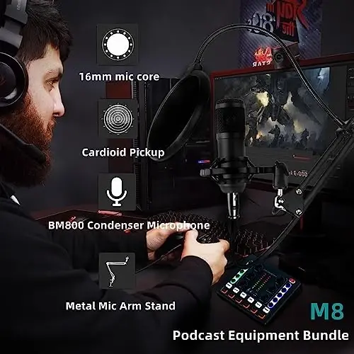 sktome Podcast Equipment Bundle, BM-800 Recording Studio Package with Voice Changer, Live Sound Card - Audio Interface for Laptop Computer Vlog Living Broadcast Live Streaming - SKTOME (1)