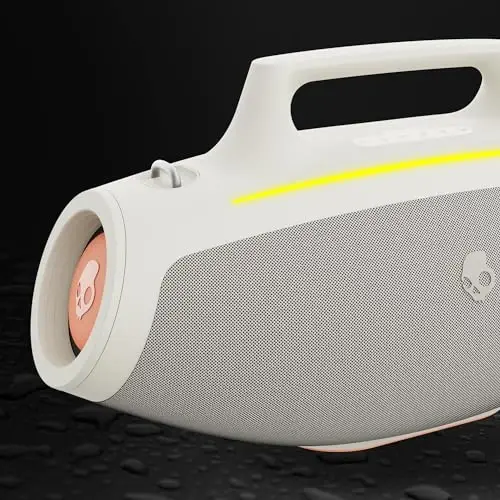 Skullcandy Barrel Bluetooth Boombox dinamigi – suvga chidamli simsiz portativ dinamik, LED yorug'lik shousi rejimi, 12 soatlik batareya, Multi-Link va USB-C va USB-A chiqish zaryadlash (Bone) - 4