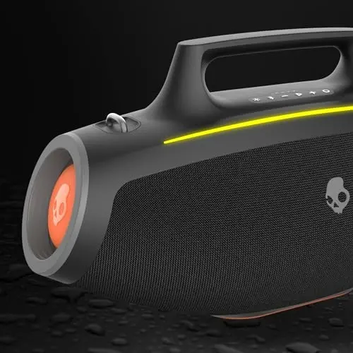 Skullcandy Barrel Bluetooth Boombox Speaker – Water-Resistant Wireless Portable Speaker, with LED Lightshow Mode, 12 Hour Battery, Multi-Link, & USB-C & USB-A Output Charging - SKULLCANDY (1)
