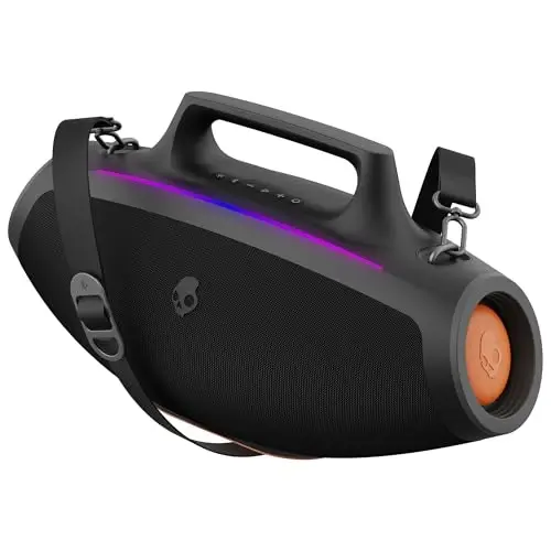 Skullcandy Barrel Bluetooth Boombox Speaker – Water-Resistant Wireless Portable Speaker, with LED Lightshow Mode, 12 Hour Battery, Multi-Link, & USB-C & USB-A Output Charging - 6