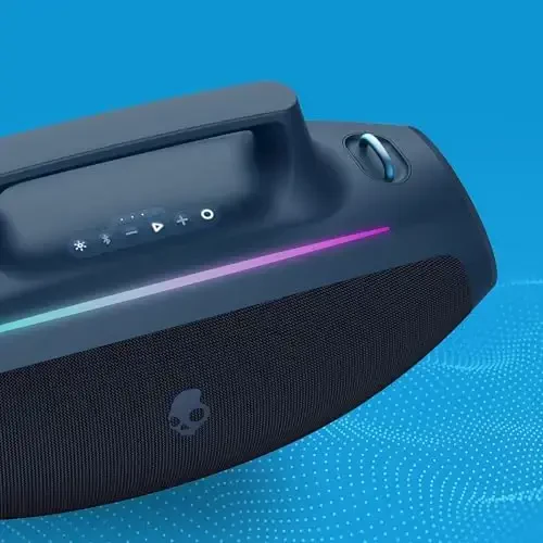 Skullcandy Barrel Bluetooth Boombox Speaker – Water-Resistant Wireless Portable Speaker, with LED Lightshow Mode, 12 Hour Battery, Multi-Link, & USB-C & USB-A Output Charging (Navy) - 7