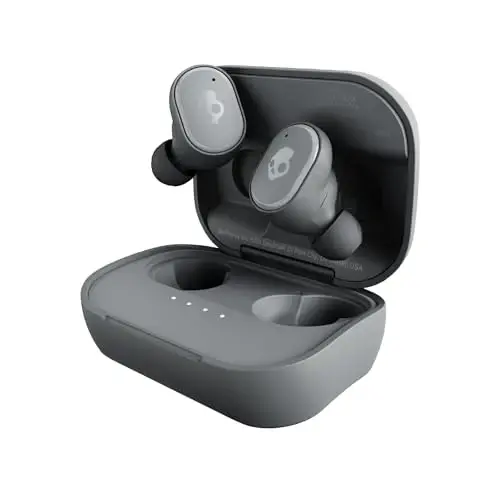 Skullcandy Grind Wireless Earbuds, Bluetooth Headphones, Up to 40 Hours Battery, Noise Isolating Fit, Microphone for iPhone Android, Customizable via Skull-iQ App - Chill Grey - SKULLCANDY