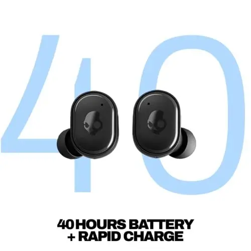 Skullcandy Grind simsiz quloqchinlar, Bluetooth quloqchinlar, 40 soatgacha batareya, shovqinni izolyatsiya qiluvchi moslashuv, iPhone Android uchun mikrofon, Skull-iQ ilovasi orqali sozlanishi - True Black - 1