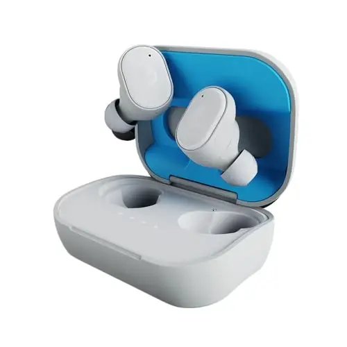 Skullcandy Grind Wireless Earbuds, Bluetooth quloqchinlar, 40 soatgacha batareya, shovqinni izolyatsiya qiluvchi moslama, iPhone Android uchun mikrofon, Skull-iQ ilovasi orqali sozlanishi - Ochiq kulrang/ko'k - 5