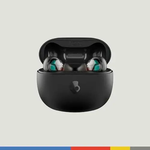 Skullcandy Rail Wireless Earbuds, Bluetooth Headphones, Noise Isolating Fit, Up to 42 Hours Battery, IP55 Sweat and Water Resistant, Microphone for iPhone Android - True Black - 2