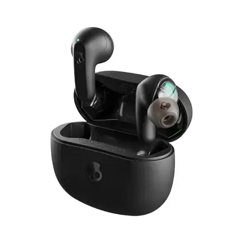 Skullcandy Rail Quloq ichki simsiz quloqchinlari, 42 soat batareya, Skull-iQ, Alexa bilan ishlaydi, Mikrofon, iPhone Android va Bluetooth qurilmalari bilan ishlaydi - Qora - Skullcandy