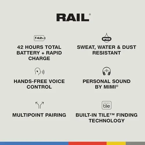 Skullcandy Rail Wireless Earbuds, Bluetooth Headphones, Noise Isolating Fit, Up to 42 Hours Battery, IP55 Sweat and Water Resistant, Microphone for iPhone Android - Bone - 4