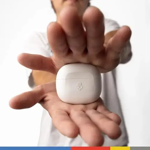 Skullcandy Rail Wireless Earbuds, Bluetooth Headphones, Noise Isolating Fit, Up to 42 Hours Battery, IP55 Sweat and Water Resistant, Microphone for iPhone Android - Bone - 6