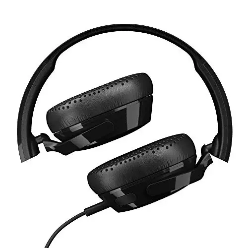 Skullcandy Riff On-Ear Wired Headphones, Convenient for Travel with 3.5mm Plug, Built-in Microphone, Foldable Lightweight Comfortable Design, Durable Headband - Black - 2