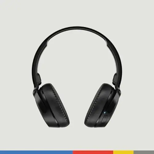 Skullcandy Riff Wireless 2 On-Ear Bluetooth Headphones, 34 soatgacha batareya, buklanadigan yengil dizayn, 3,5 mm AUX kabeli bilan sayohat qilish uchun qulay, iPhone Android uchun mikrofon - Qora - 2