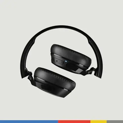 Skullcandy Riff Wireless 2 On-Ear Bluetooth Headphones, 34 soatgacha batareya, buklanadigan yengil dizayn, 3,5 mm AUX kabeli bilan sayohat qilish uchun qulay, iPhone Android uchun mikrofon - Qora - 3