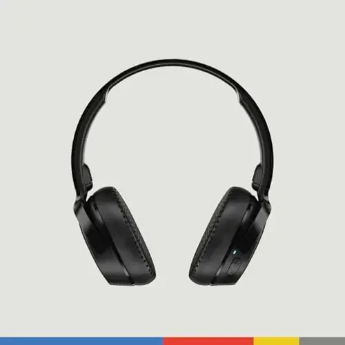Skullcandy Riff Wireless 2 On-Ear Bluetooth Headphones, 34 soatgacha batareya, buklanadigan yengil dizayn, 3,5 mm AUX kabeli bilan sayohat qilish uchun qulay, iPhone Android uchun mikrofon - Qora - 2