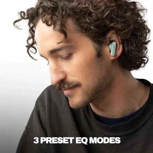 Skullcandy Smokin’ Buds Беспроводные наушники, Bluetooth-наушники, шумоизолирующая посадка, до 20 часов работы от батареи, защита от пота и воды IPX4, микрофон для iPhone Android — Preppy Sage - 5