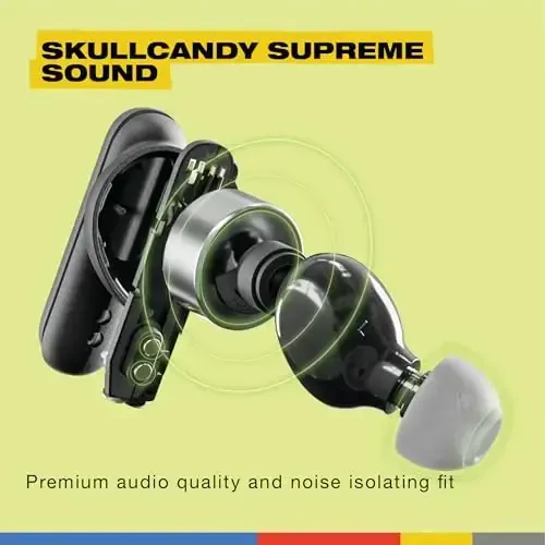 Skullcandy Smokin' Buds Беспроводные наушники-вкладыши, 20 часов автономной работы, 50% переработанного пластика, микрофон, работает с iPhone Android и Bluetooth-устройствами - черный - 4
