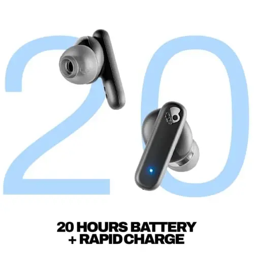 Skullcandy Smokin' Buds In-Ear Wireless Earbuds, 20 Hr Battery, 50% Renewable Plastics, Microphone, Works with iPhone Android and Bluetooth Devices - Black - 3