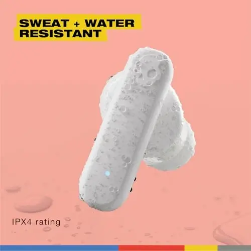 Skullcandy Smokin' Buds Wireless Earbuds, Bluetooth Headphones, Noise Isolating Fit, Up to 20 Hours Battery, IPX4 Sweat and Water Resistant, Microphone for iPhone Android - Bone - 5