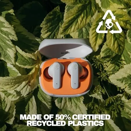 Skullcandy Smokin' Buds Wireless Earbuds, Bluetooth Headphones, Noise Isolating Fit, Up to 20 Hours Battery, IPX4 Sweat and Water Resistant, Microphone for iPhone Android - Bone - 2