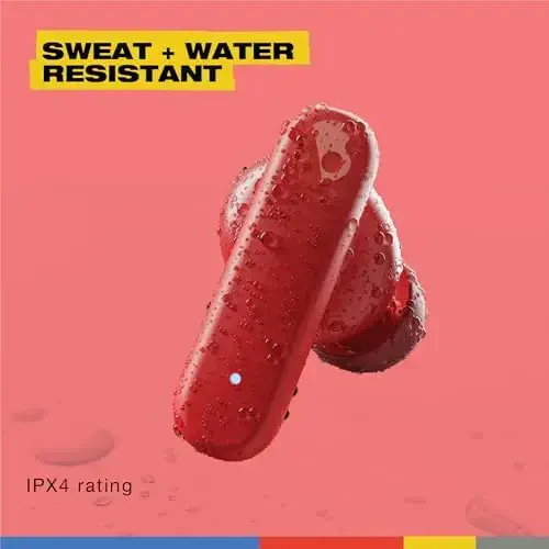 Skullcandy Smokin’ Buds Wireless Earbuds, Bluetooth Headphones, Noise Isolating Fit, Up to 20 Hours Battery, IPX4 Sweat and Water Resistant, Microphone for iPhone Android - Flame - 5