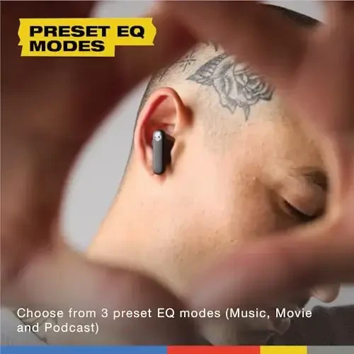 Skullcandy Smokin’ Buds Wireless Earbuds, Bluetooth Headphones, Noise Isolating Fit, Up to 20 Hours Battery, IPX4 Sweat and Water Resistant, Microphone for iPhone Android - Midnight Smoke - 6