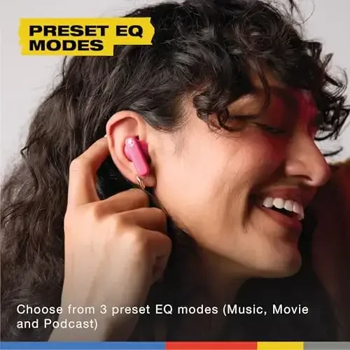 Skullcandy Smokin’ Buds Wireless Earbuds, Bluetooth Headphones, Noise Isolating Fit, Up to 20 Hours Battery, IPX4 Sweat and Water Resistant, Microphone for iPhone Android - Pink - 6