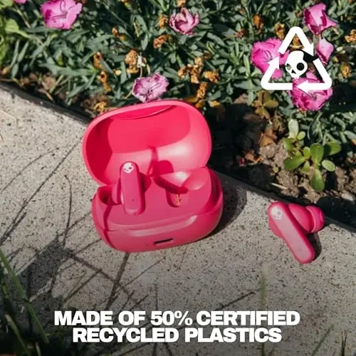 Skullcandy Smokin' Buds Wireless Earbuds, Bluetooth Headphones, Noise Isolating Fit, Up to 20 Hours Battery, IPX4 Sweat and Water Resistant, Microphone for iPhone Android - Pink - 2
