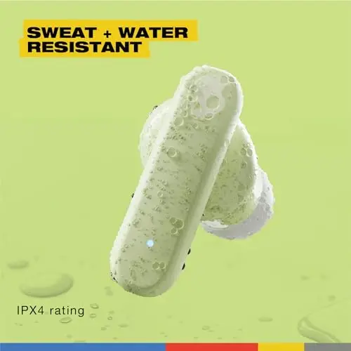 Skullcandy Smokin’ Buds Wireless Earbuds, Bluetooth Headphones, Noise Isolating Fit, Up to 20 Hours Battery, IPX4 Sweat and Water Resistant, Microphone for iPhone Android - Matcha - 5