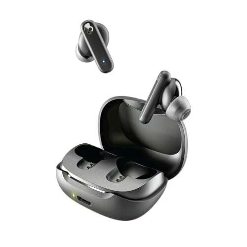 Skullcandy Smokin’ Buds Wireless Earbuds, Bluetooth Headphones, Noise Isolating Fit, Up to 20 Hours Battery, IPX4 Sweat and Water Resistant, Microphone for iPhone Android - True Black - 1
