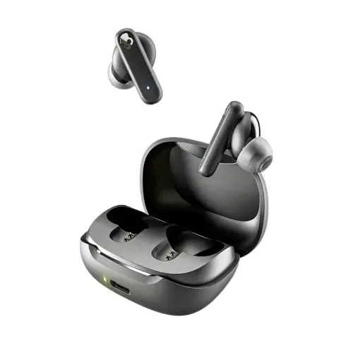 Skullcandy Smokin’ Buds Wireless Earbuds, Bluetooth Headphones, Noise Isolating Fit, Up to 20 Hours Battery, IPX4 Sweat and Water Resistant, Microphone for iPhone Android - True Black 